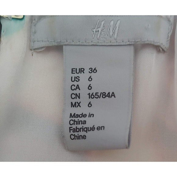 H&M Women's Maxi Dress 6 Orange Gray Feather Print Sleeveless Long Summer Gown - Picture 10 of 10